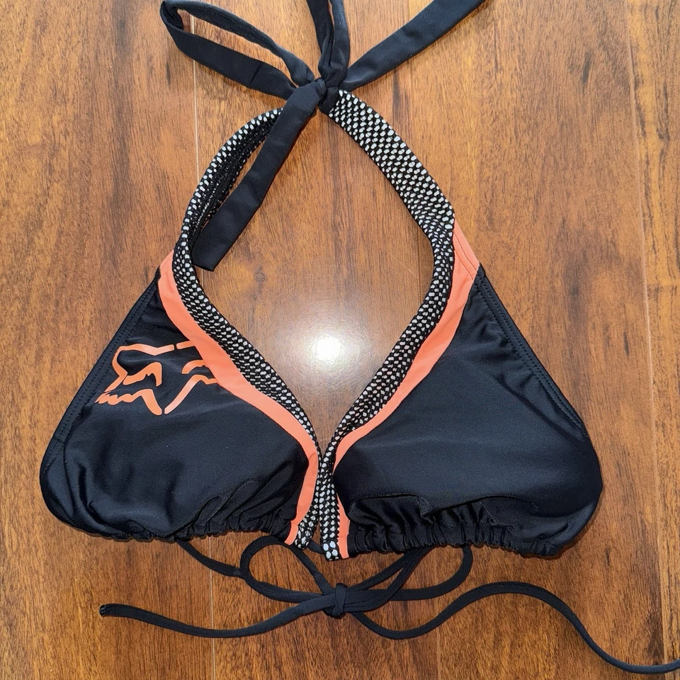 Top de bikini FOX Racing triángulo halter XL naranja negro raro difícil de encontrar Foto 1 de 4