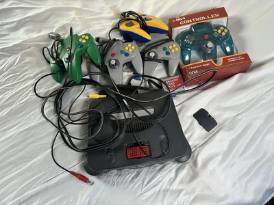 Nintendo 64 Console Bundle 5 Controllers Red Expansion Pak Tested Retro Gaming - Image 1 of 4