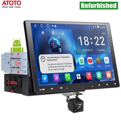ATOTO Single DIN Floating 10.1'' Android Touch Screen Car Stereo Radio GPS Wifi - Image 1 of 4