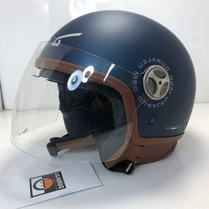 * Duraleu Easy 2.1 - Blu Metal Opaco - Casco Jet Visiera Vintage - Picture 1 of 11