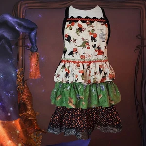 VINTAGE HANDGEFERTIGTE LATZSCHÜRZE RILEY BLAKE STOFFE HALLOWEEN GHULE ORANGE SCHWARZ NEU - Bild 1 von 7