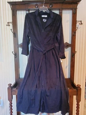 NWOT EILEEN WEST 54" ZIP FRONT LONG ROBE BELTED BRUSHED FLEECE BLACK 6914564 3X - Image 1 of 4