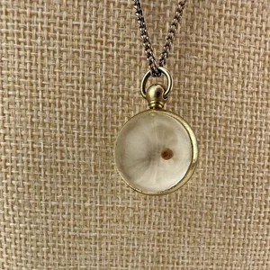Vintage Lucite Wish Seed Bubble Pendant Necklace Orb 18” Floating Seed - Picture 1 of 5