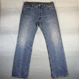 Jeans Levis 501 Para Hombre 36x34 Azul Medio Lavado Clásico Pierna Recta Botón Denim - Imagen 1 de 8