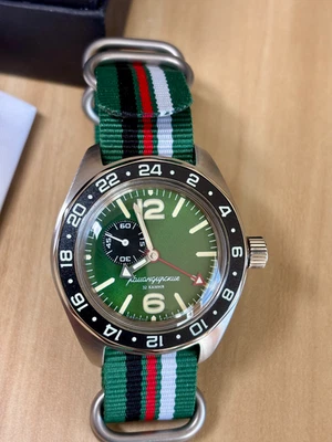 Vostok Komandirskie 03097A-22 GMT Russian Watch Military Automatic - Image 1 of 4