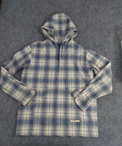 Pendleton Gremmy Camisa Sudadera con Capucha Para Hombres Grande Azul A Cuadros Cremallera Lateral 100% Lana 1/4 Cremallera - Imagen 1 de 13