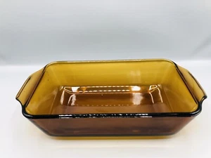 Vintage Anchor Hocking Amber Glass Baking Dish Loaf Pan 441, 5" x 9" inside, 1QT - Picture 1 of 14