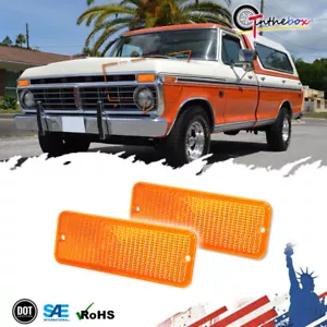 2PC Amber Front Grill Signal Parking Lights Lenses For Ford 1974-1977 F100 F-100 - Bild 1 von 8