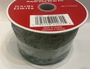 2 1/2” x 20 Ft wired Edge Ribbon. Sea Foam Green. Velvet Like Christmas - Picture 1 of 4