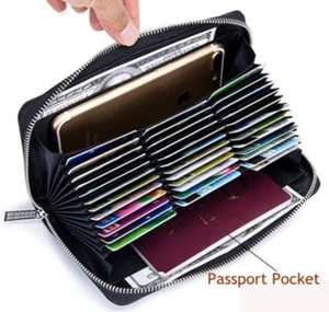 Geldbörse Bordeaux RFID 24-Kartenfächer Echtleder mit Reißverschluss - Bild 1 von 4