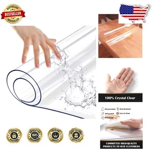 Elegant Transparent Table Protector Mat - Thick PVC for Easy Cleanup 54x72 - Picture 1 of 9