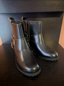 Stivali HARLEY-DAVIDSON donna taglia 7,5M neri Hoyt moto blocco tacco zip laterale nuovi con etichette - Foto 1 di 10