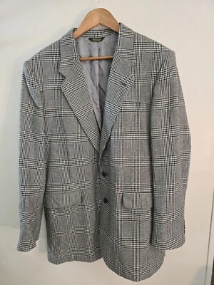 Men's VTG Common Market  Brothers Wool Black White Checkered Blazer Coat  - Image 1 of 4