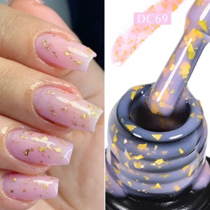 7Ml Glitter Rubber Base Gel Polish Gold Sequins Pink White Base Gel Top Coat Soa - Picture 1 of 12