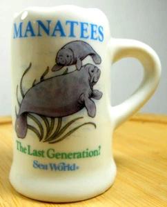 vintage Sea World Manatees Last Generation souvenir shotglass bar barware travel - Picture 1 of 9