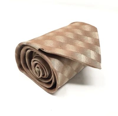 Hugo Boss Classic Tie Brown Bronze Diamonds Geometric 100% Silk Made Italy - Image 1 of 4