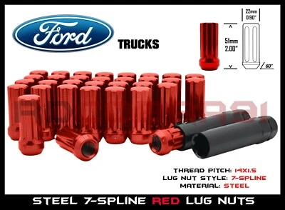 2015-2020 Ford Expedition F-150 7-Spline Lug Nuts Red M14x1.5 USA Grade - Image 1 of 4