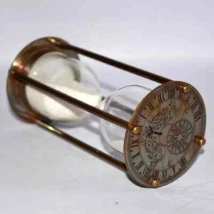 "Antique Vintage Maritime Brass 6" Sand Timer - Nautical Hourglass with White Sa - Picture 1 of 5