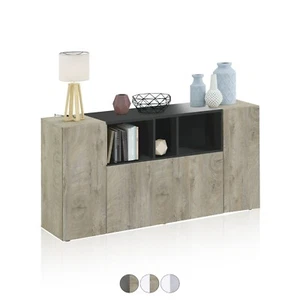 Aparador buffet salón comedor bufé 3 puertas y 3 huecos, armario moderno, Loira - Imagen 1 de 15
