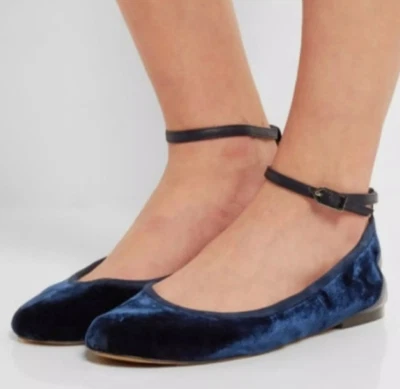 Pisos de ballet Sam Edelman Fynn de gamuza y cuero con adornos de terciopelo talla US 10M Foto 1 de 4