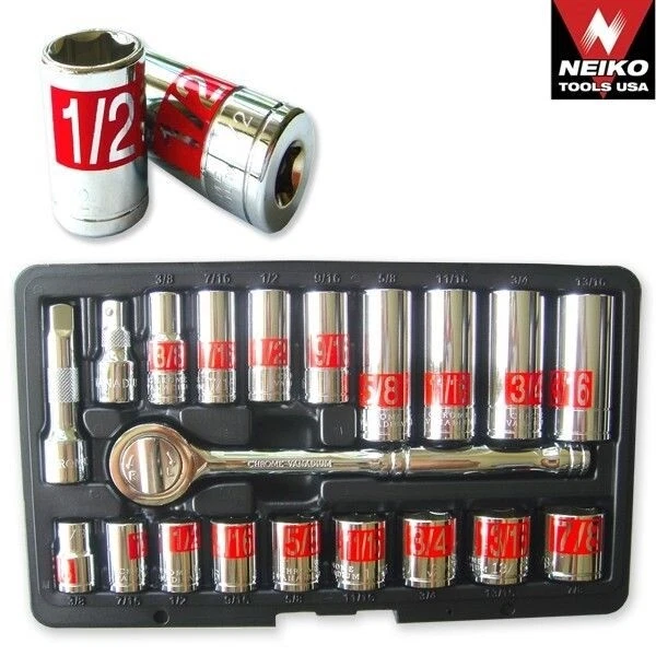 21pc 3/8" Dr Hi-Viz Socket Set SAE Auto Mechanic Tools Wholesale Shop Tool - Image 1 of 1