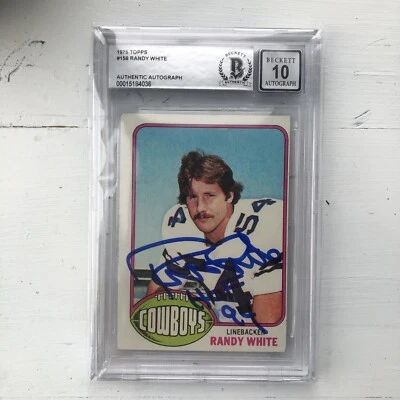 1976 Topps - #158 Randy White (RC) signed grade 10 - Image 1 of 4