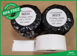 Dymo(R) Compatible 30373 Rolls Multipurpose Pricing Labels White Rat Tail Style - Picture 1 of 6