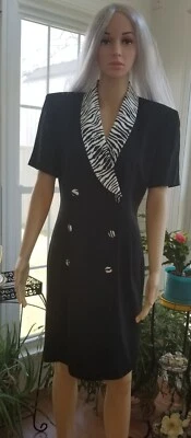 Vestido para mujer John Roberts negro/blanco, talla 6 Foto 1 de 4