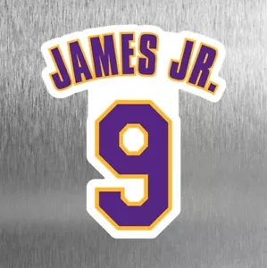 Calamita Die Cut Bronny James #9 NBA Basketball Frigorifero Numero PC - Foto 1 di 1