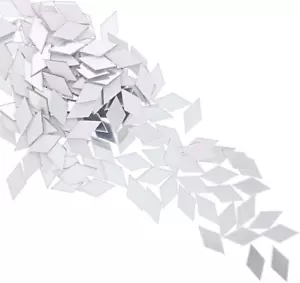 Juvale 150 Pack Self Adhesive Mirror Tiles for Crafts, Mini Diamond Shaped Peel - Picture 1 of 12