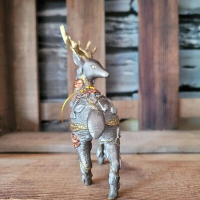 Hirsch Kugel Hirschfigur Rentier Silber  Gold Hängen Glitzer Figur Dekoration - Bild 1 von 4