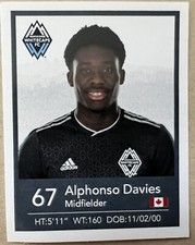 ALPHONSO DAVIES 2018 MLS Sticker Card  #21 Vancouver Whitecaps With Bonus