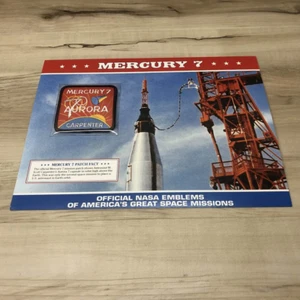 Parche emblema oficial vintage de la NASA MERCURY 7 con tarjeta de datos de misión - Imagen 1 de 3