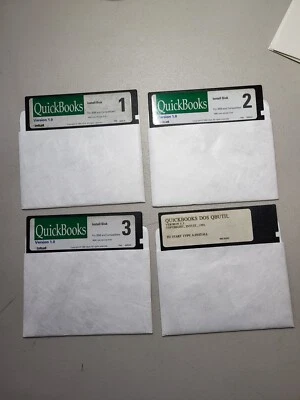Quickbooks Version 1.0 Software on 5.25" 5 1/4" Floppy Disks TESTED - Image 1 of 4