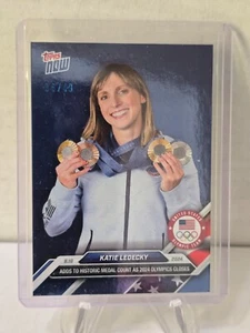 Katie Ledecky 2024 Olimpiadi TOPPS NOW 29 Medaglia storica conteggio lamina blu /49 - Foto 1 di 2