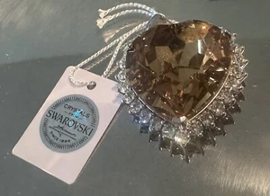 Pendant Large Sterling Heart Made with Light Topaz Crystal From Swarovski (338) - Picture 1 of 5