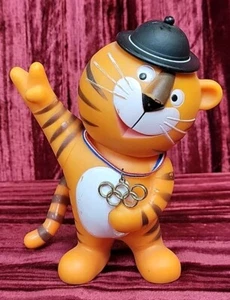 Hodori Tiger 1988 Seol Olympic Mascot Figurine PVC Flocking Figure 5.5" Korea - Picture 1 of 19