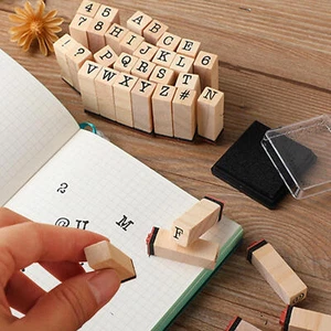 40PCS / Set Wood Rubber Stamps A-Z Letters Number Alphabet Stamp Kit DIY Tool - Picture 1 of 14