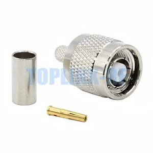 10x RP-TNC Male (Female Pin) Crimp Coaxial Connector For RG58 RG400 LMR195 Cable - Picture 1 of 4