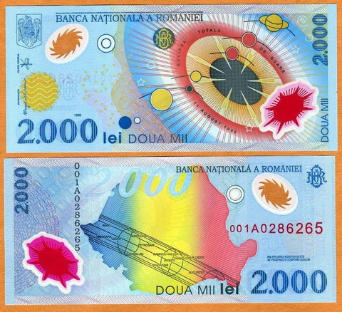 Romania, 2000 Lei 1999, FIRST POLYMER, P-111, UNC Cover