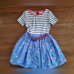 NEXT Girls 7 blue striped ladybug dress - Picture 1 of 8