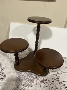 3 Tier Wooden Plant Stand. 8”, 10” & 15 1/2” Diameter 7 1/2” Circular Bases - Picture 1 of 9