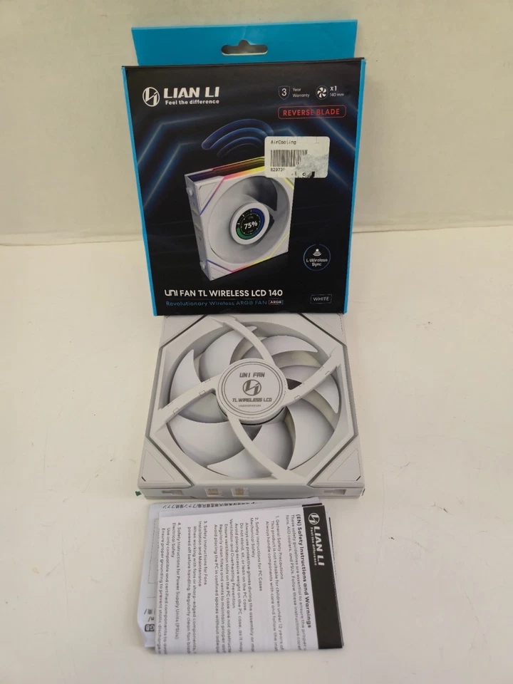 UNTESTED - FAN ONLY - Lian Li Uni Fan TL Wireless LCD 140 Reverse Blade - White - Image 1 of 4