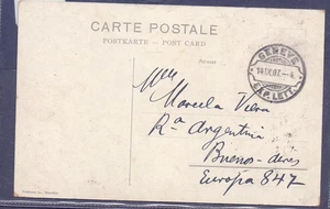 Schweiz GENF Rasierklingenstempel 1 AK 14-IX-1907 nach Buenos Aires R ! - Bild 1 von 3