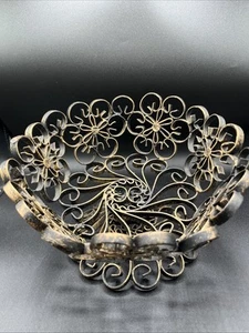 CESTA DE FRUTAS PEDASTEL HIERRO FORJADO NEGRO ESPIRAL ORNAMENTADO MCM - Imagen 1 de 7