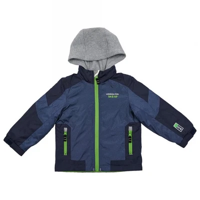 Chaqueta de peso medio London Fog para niños azul marino con capucha Foto 1 de 3