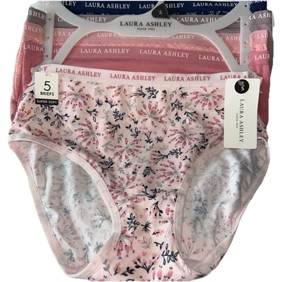 Laura Ashley Set Of 5 ~ 94 % Cotton Spandex  Super Soft Panties Size Small ~ - Image 1 of 4