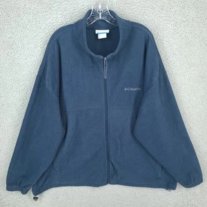 Columbia Fleece Jacket Mens 4x Big Blue Full Zip Pockets - Picture 1 of 9