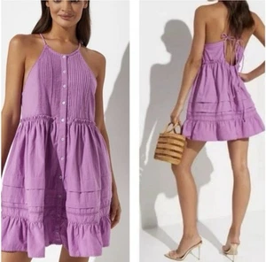 Free People Desert Days Dramatic Orchid Mini Tier Dress Prairie Sundress Medium - Picture 1 of 9