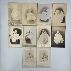 Group Lot Of 10 Antique Cabinet Card Photos Baby Boys & Girls - Picture 1 of 6